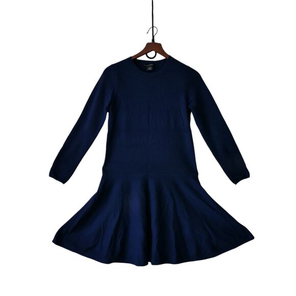 Sofia Cashmere Sz Small Women's Sweater Dress Long Sleeve Dark Blue Crew Neck - Picture 1 of 4